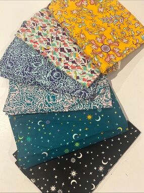 Assorted Printed Cotton Fabric Bundle - Floral & Celestial Prints